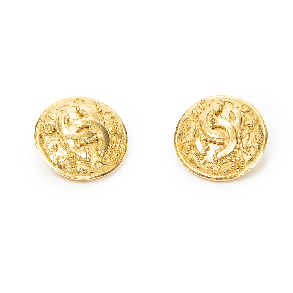Chanel CC Round Clip on Earrings